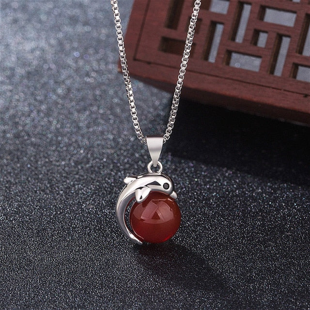 Natural Green Jade Chalcedony Dolphin Agate