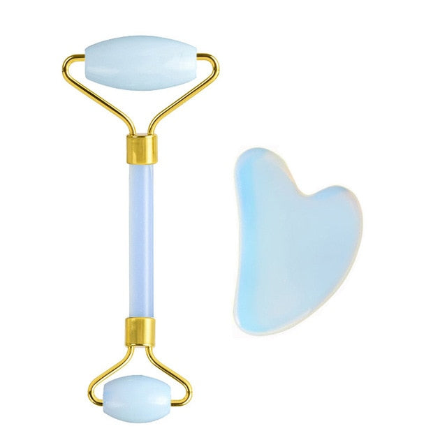 Rose Quartz Gouache Scraper Jade Roller
