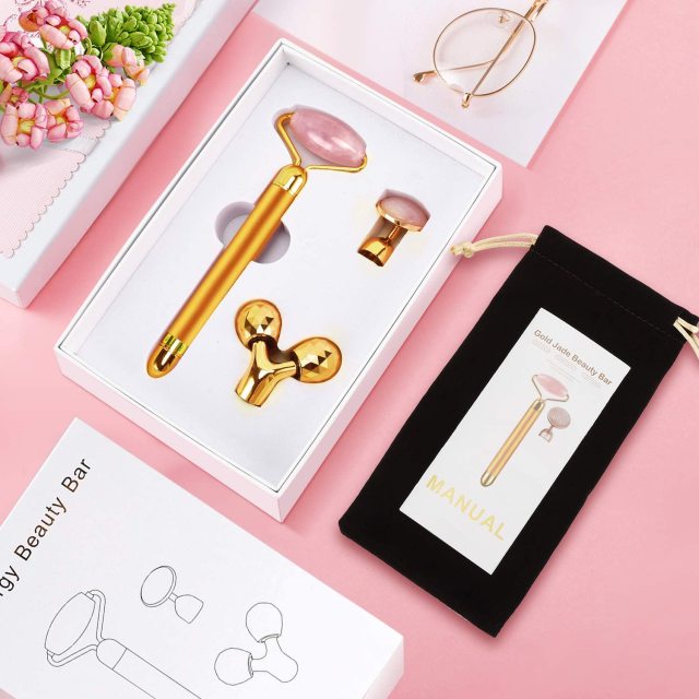 3-in-1 Electric Rose Quartz Jade Roller Set