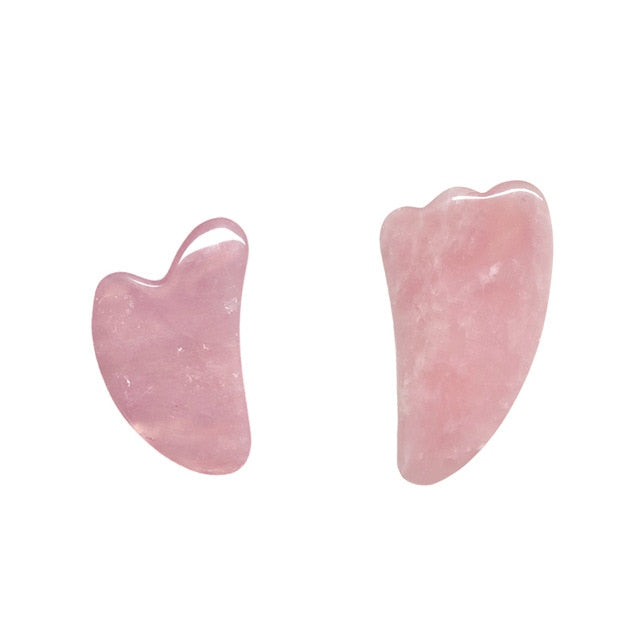 Rose Quartz Jade Massage Roller Guasha Board Set