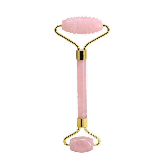 Rose Quartz Jade Roller Facial Massager Roller Real Stone