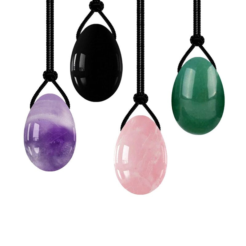 Natural Rose Quartz Yoni Egg Set Obsidian Kegel