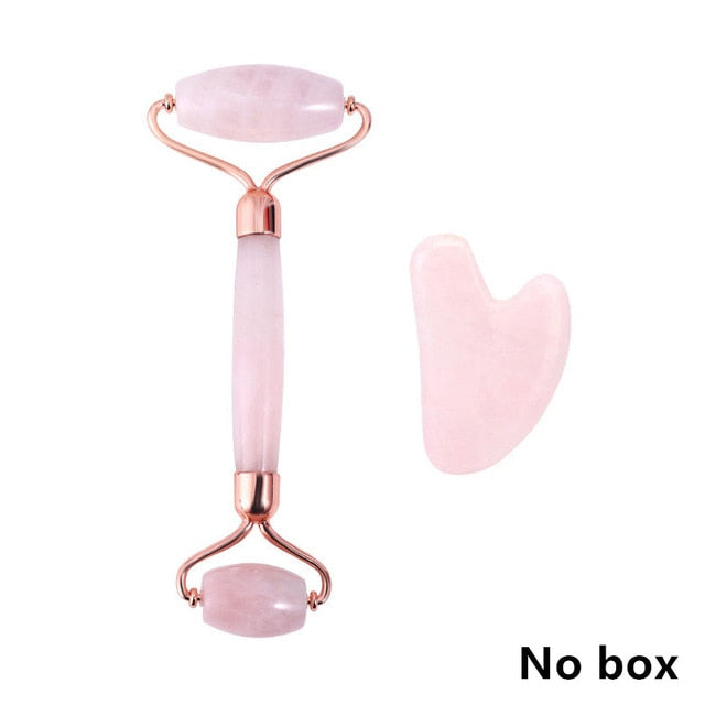 Rose Quartz Roller Massager Tool Natural Stone