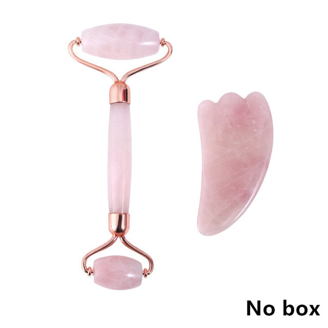Rose Quartz Roller Massager Tool Natural Stone