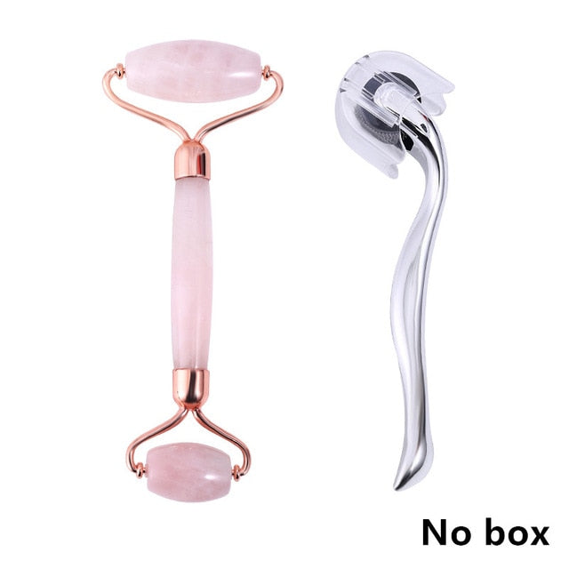 Rose Quartz Roller Massager Tool Natural Stone