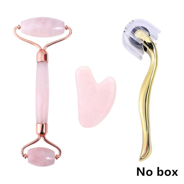 Rose Quartz Roller Massager Tool Natural Stone