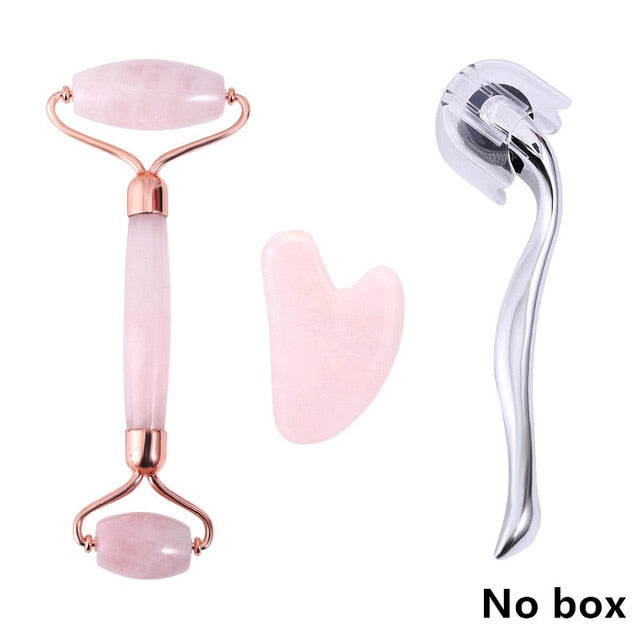 Rose Quartz Roller Massager Tool Natural Stone