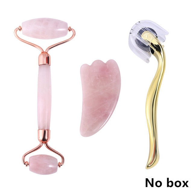 Rose Quartz Roller Massager Tool Natural Stone