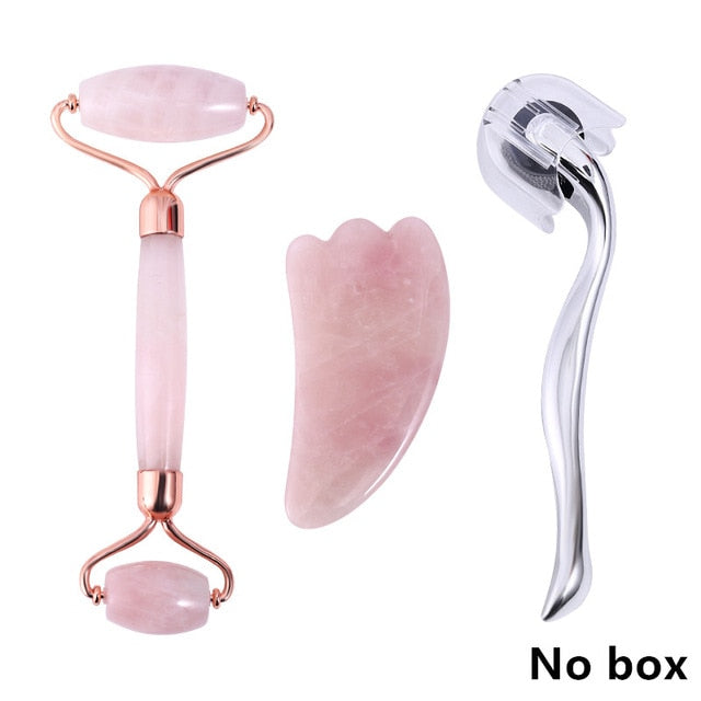 Rose Quartz Roller Massager Tool Natural Stone