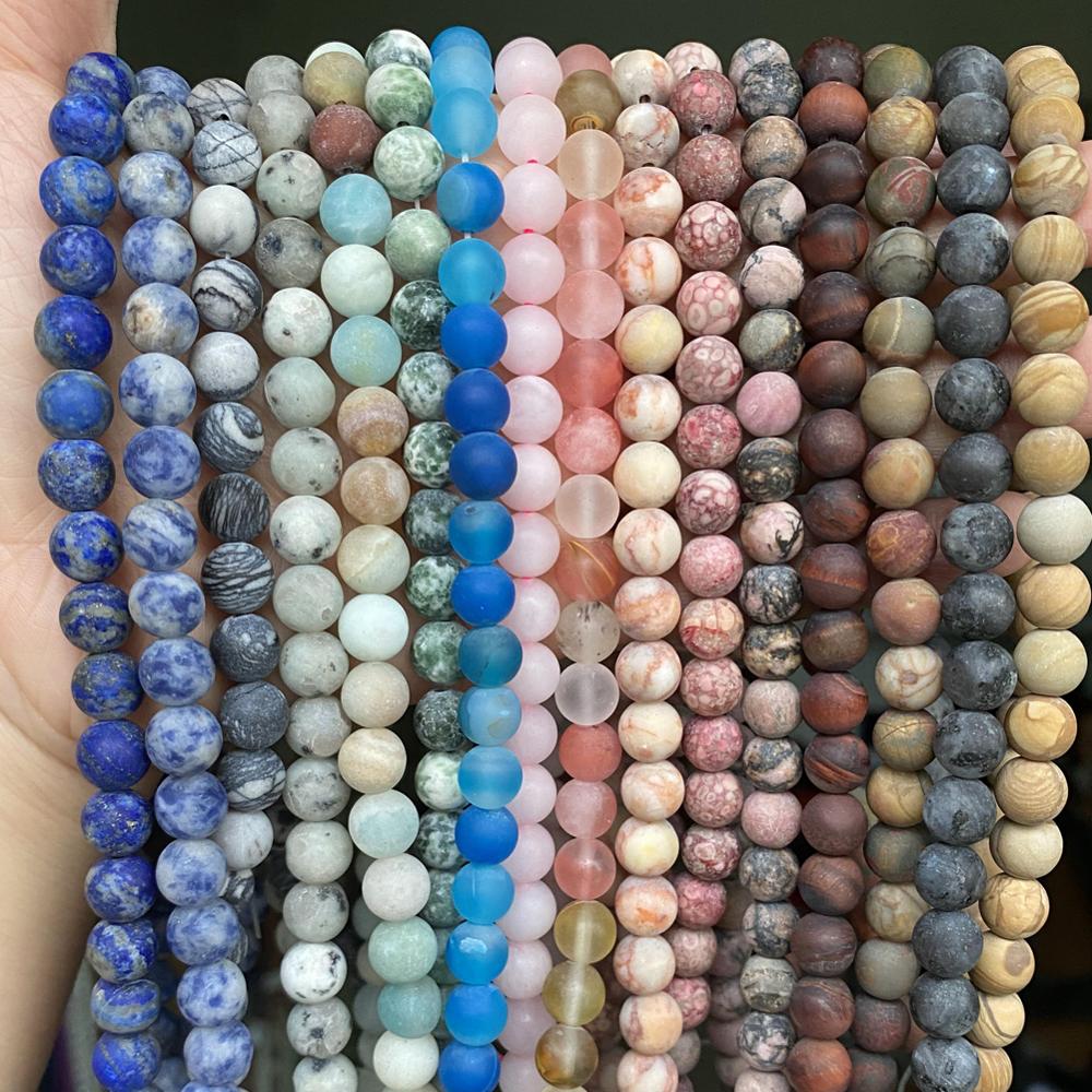 Natural Matte Frosted Stone Round Bead