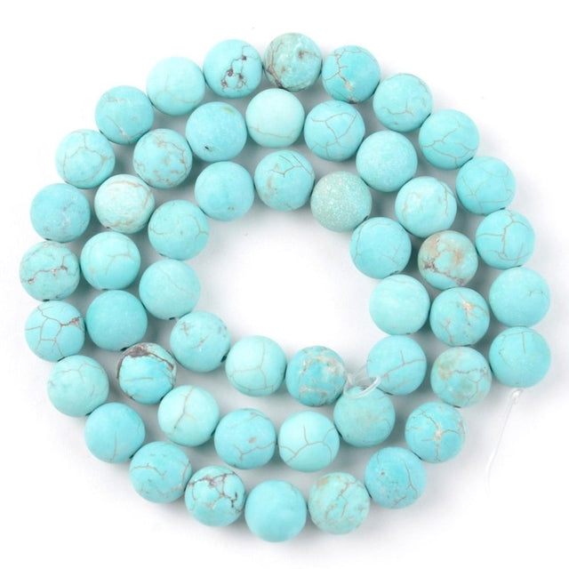 Natural Matte Frosted Stone Round Bead