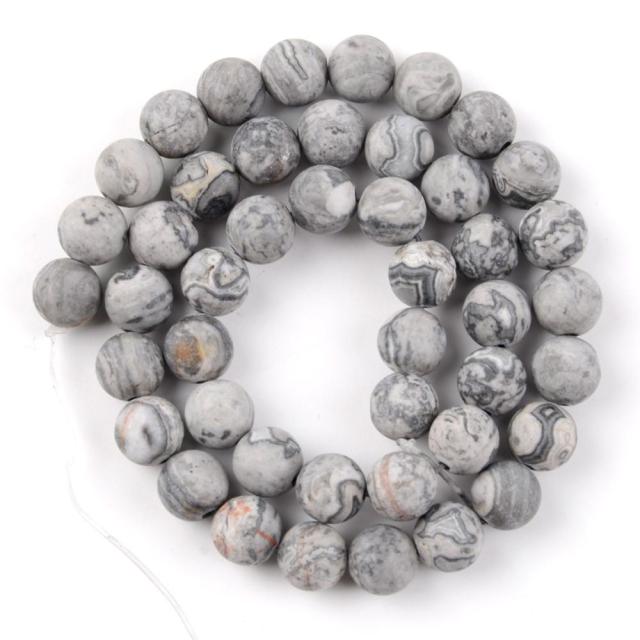 Natural Matte Frosted Stone Round Bead