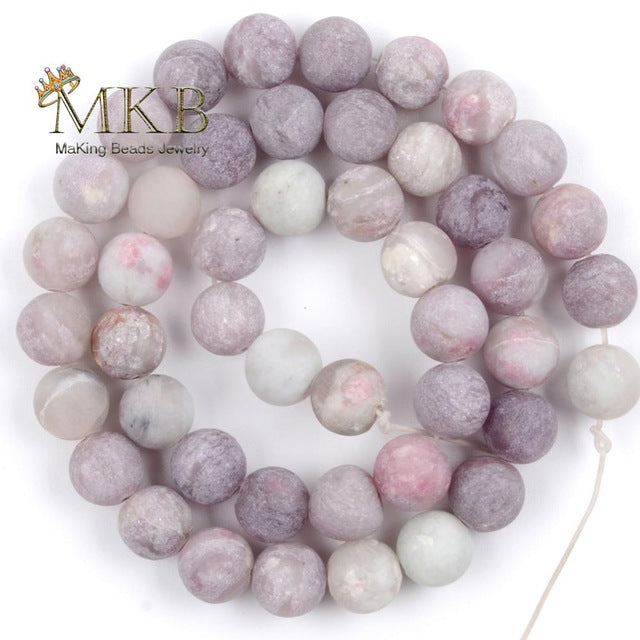 Natural Matte Frosted Stone Round Bead