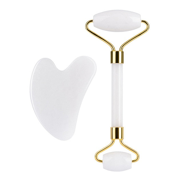 White Jade Face Massage Roller Gouache Scraper