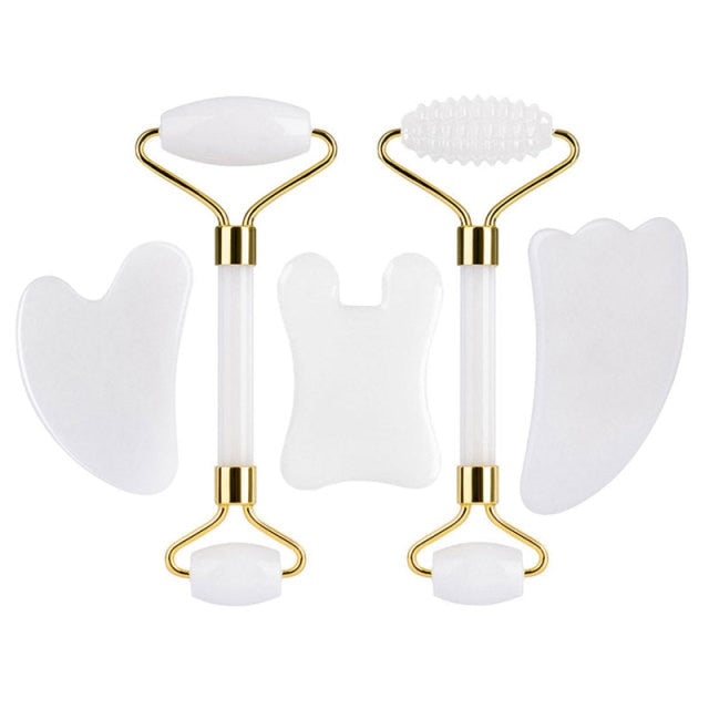 White Jade Face Massage Roller Gouache Scraper