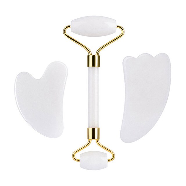 White Jade Face Massage Roller Gouache Scraper