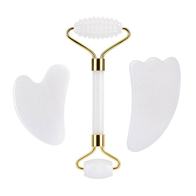 White Jade Face Massage Roller Gouache Scraper
