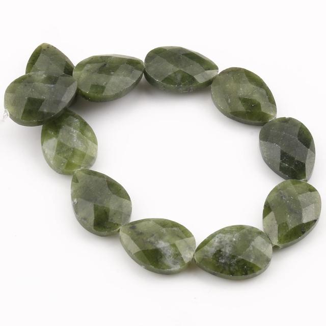 Natural Faceted Stone Beads Water Drop White Jades