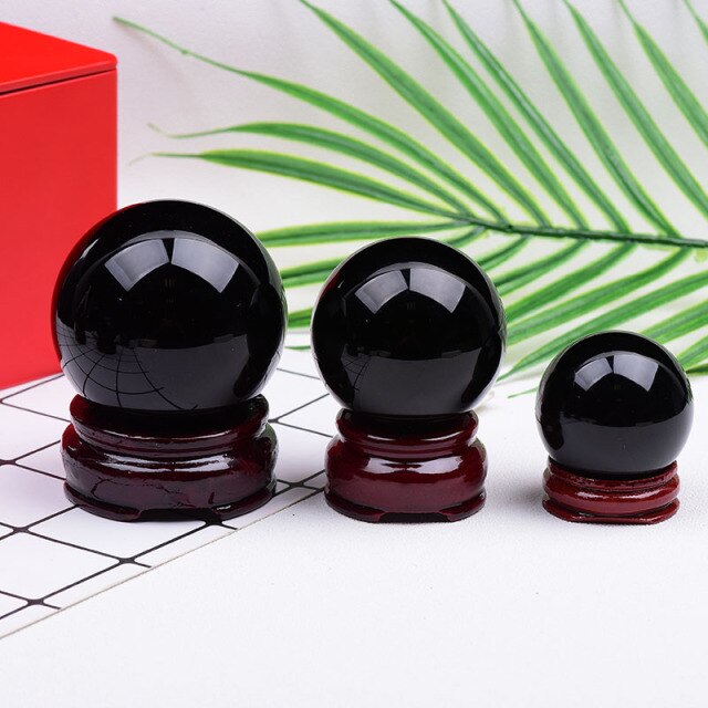 Obsidian Reiki Crystal Sphere Healing Stone Mineral