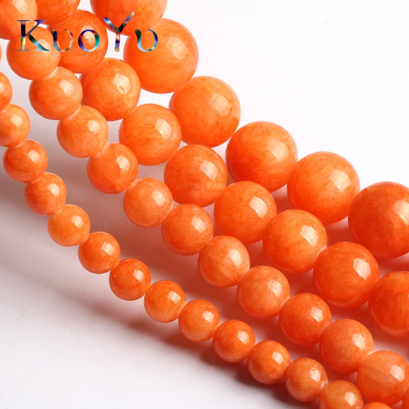 Natural Orange Jades Chalcedony Stone Beads
