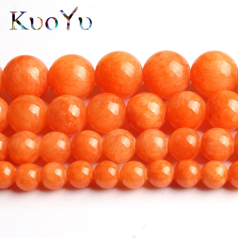 Natural Orange Jades Chalcedony Stone Beads