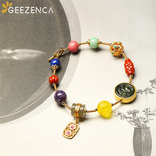Multi Gemstones Gold-plated Bracelet Vintage
