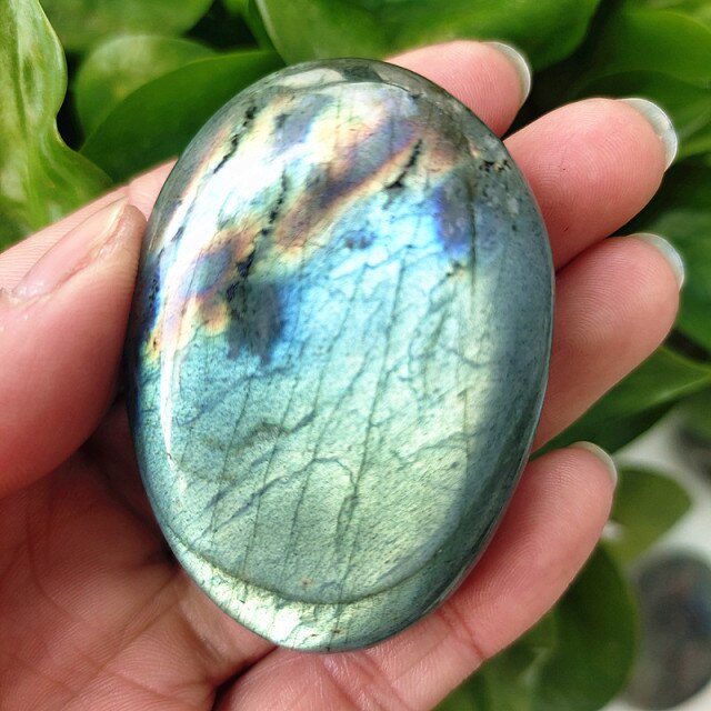 Natural Labradorite Stone Crystal Palm Stones Plaything