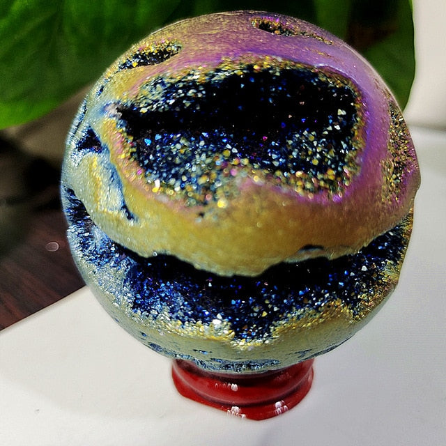 Beehive Agate Sphere Plating Color Stonel Ball