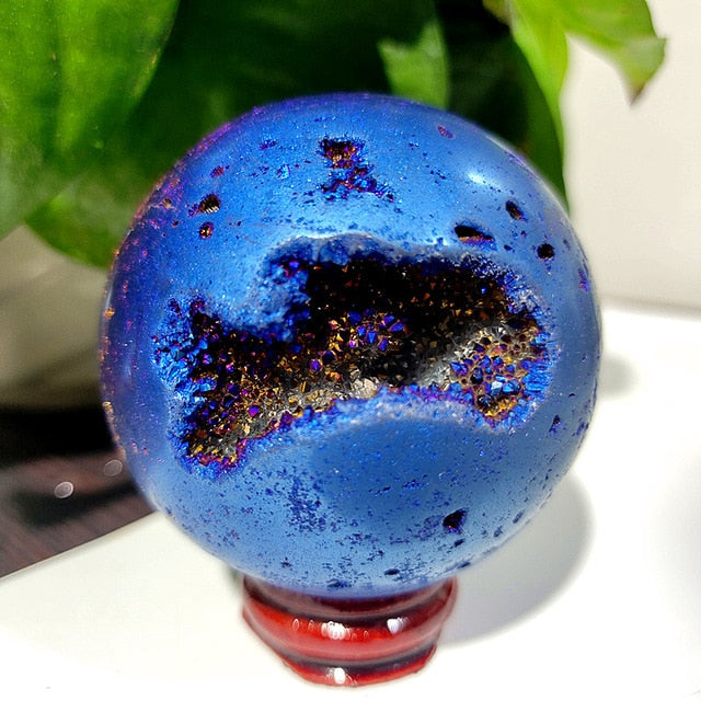Beehive Agate Sphere Plating Color Stonel Ball