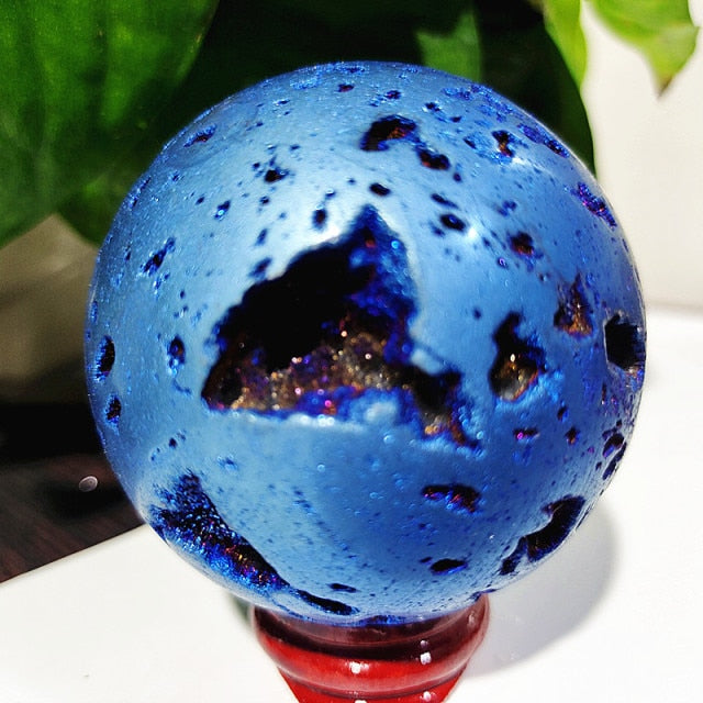 Beehive Agate Sphere Plating Color Stonel Ball
