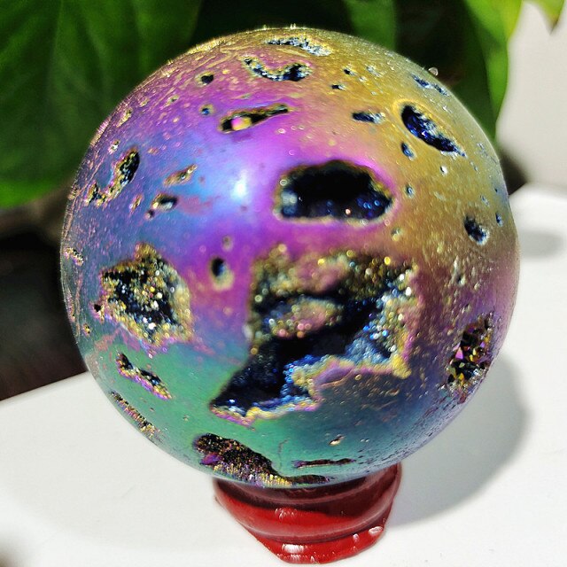 Beehive Agate Sphere Plating Color Stonel Ball