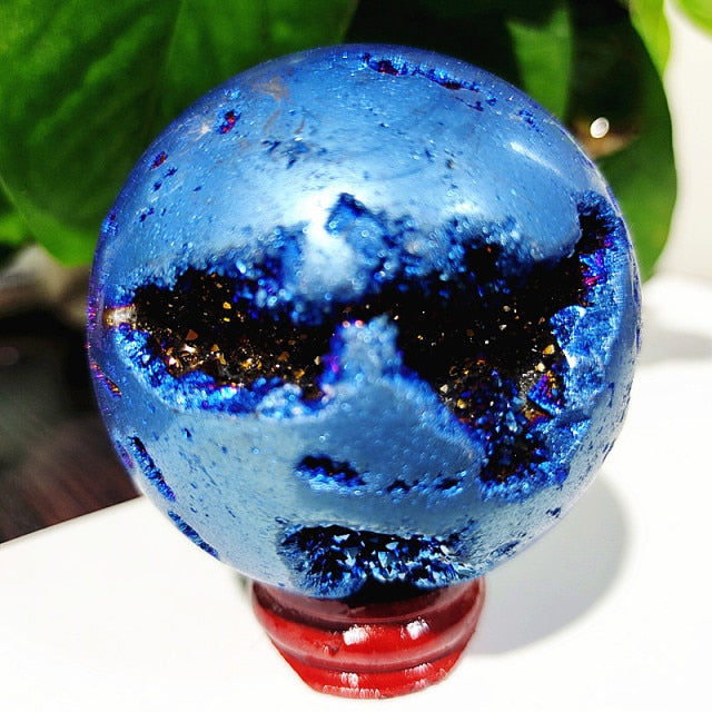 Beehive Agate Sphere Plating Color Stonel Ball