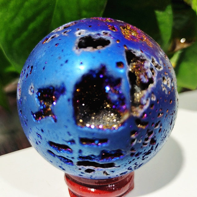 Beehive Agate Sphere Plating Color Stonel Ball
