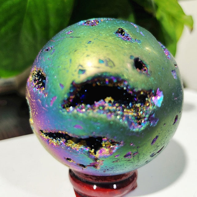 Beehive Agate Sphere Plating Color Stonel Ball