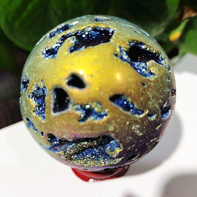Beehive Agate Sphere Plating Color Stonel Ball