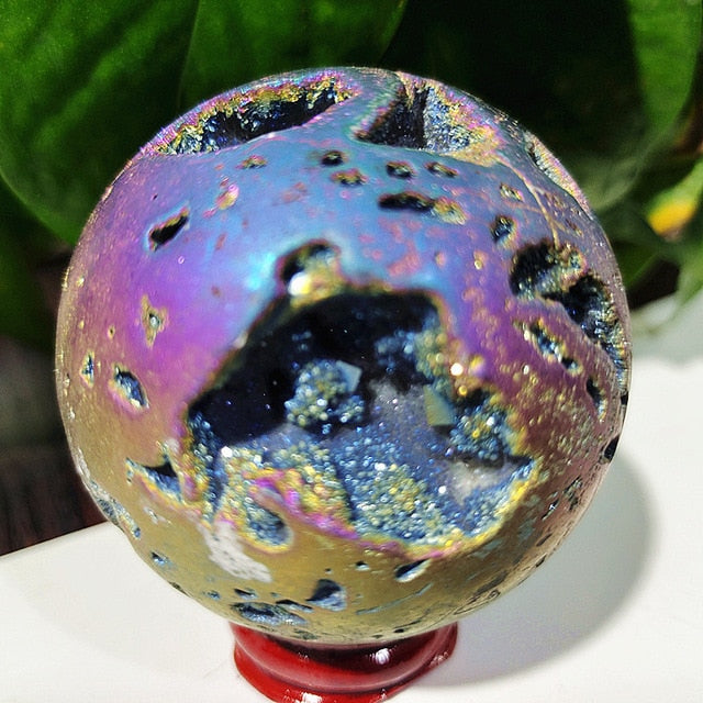 Beehive Agate Sphere Plating Color Stonel Ball