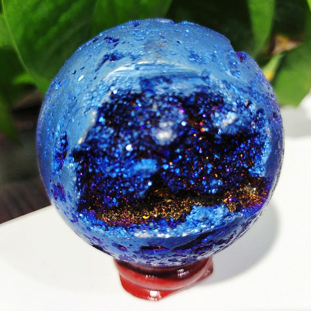 Beehive Agate Sphere Plating Color Stonel Ball