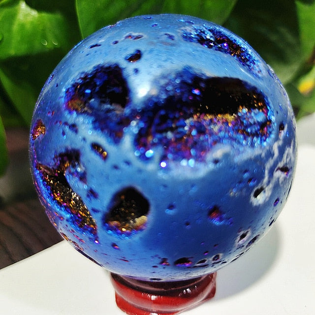 Beehive Agate Sphere Plating Color Stonel Ball