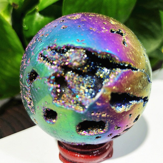 Beehive Agate Sphere Plating Color Stonel Ball