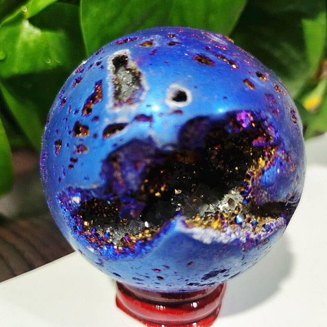 Beehive Agate Sphere Plating Color Stonel Ball