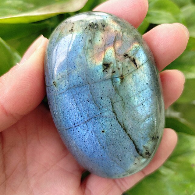 Natural Labradorite Stone Crystal Palm Stones