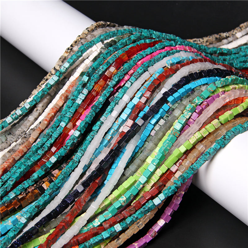 Natural Stone Square Jades Crystal Spacer Beads