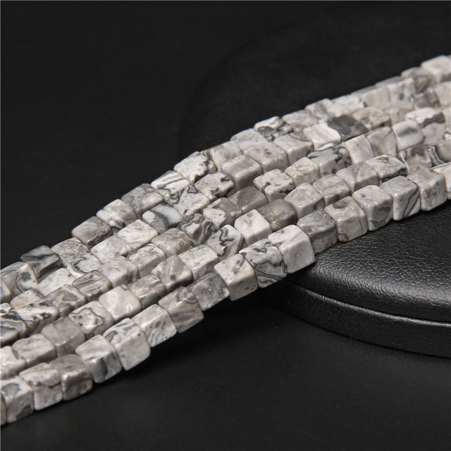 Natural Stone Square Jades Crystal Spacer Beads