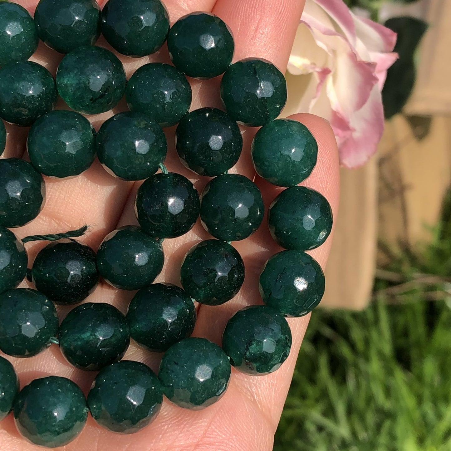 Dark Green Chalcedony Jades Stone Bracelet