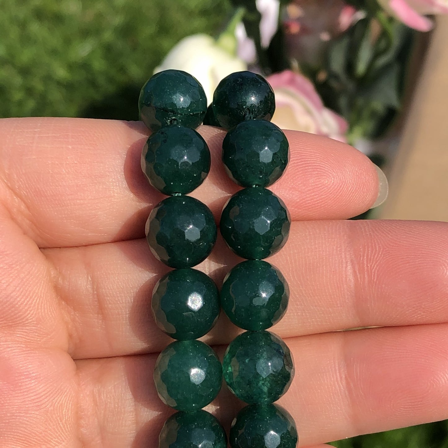 Dark Green Chalcedony Jades Stone Bracelet