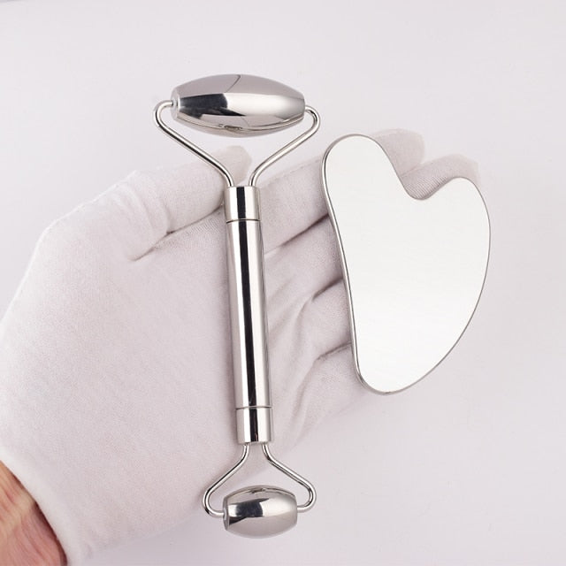 Stainless Steel Facial Roller Gua Sha Tool Set