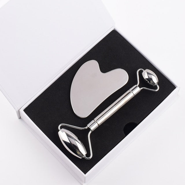 Stainless Steel Facial Roller Gua Sha Tool Set