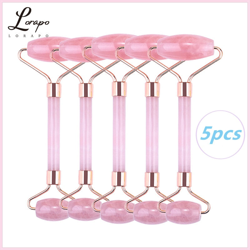 5 pieces Facial Massager Rose Quartz Roller Jade