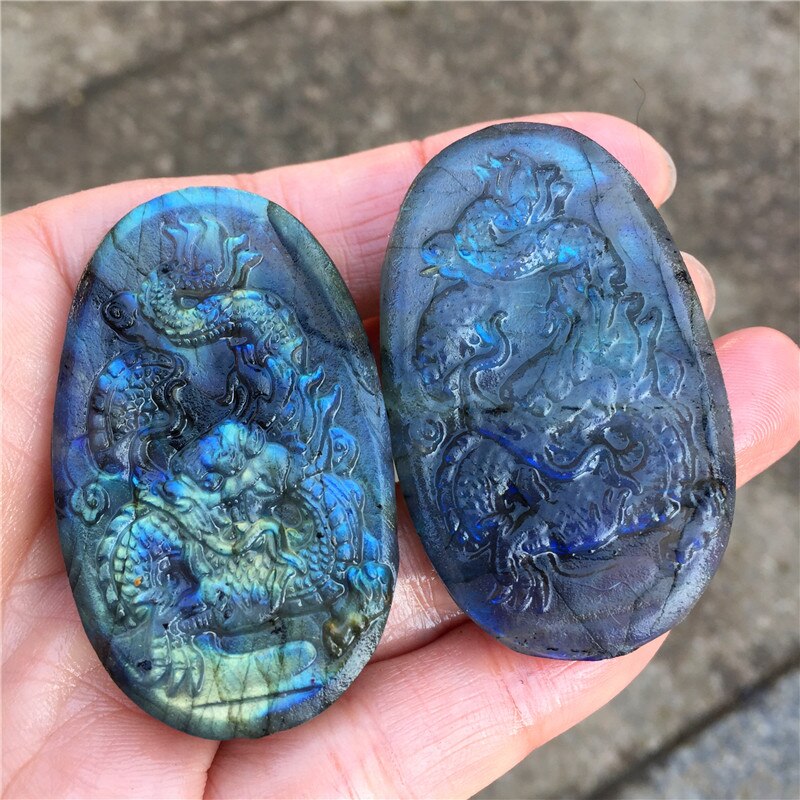 Labradorite Crystal Handmade Carved Dragon