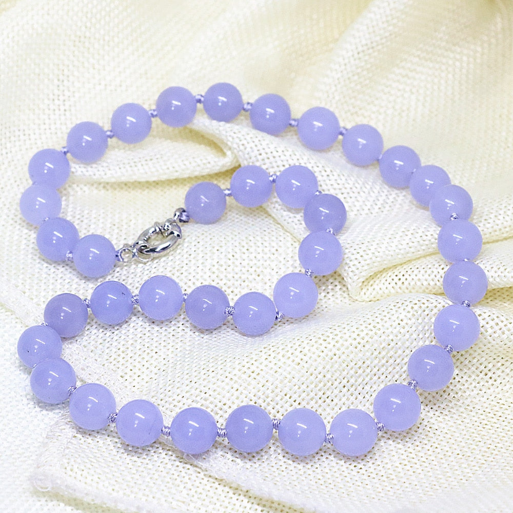 Special Purple Jades Stone Chalcedony Lovely Necklace